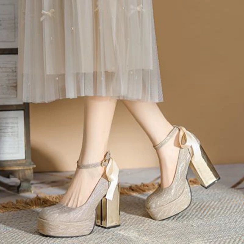 PINKEY P371 Mary Jane Heels Wanita – Ankle Strap Putih Elegant