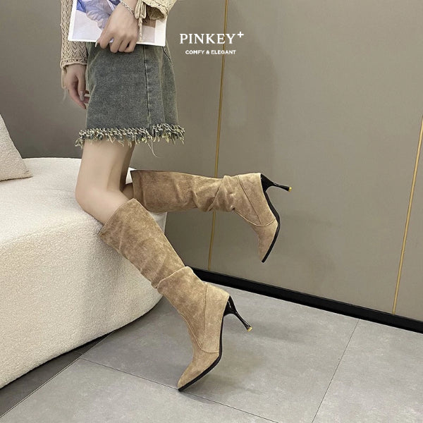 PINKEY P129 Long Boot Suede — Hak 6cm