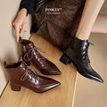 PINKEY P367 Boots Wanita Tali Depan – High Heels Kulit Style