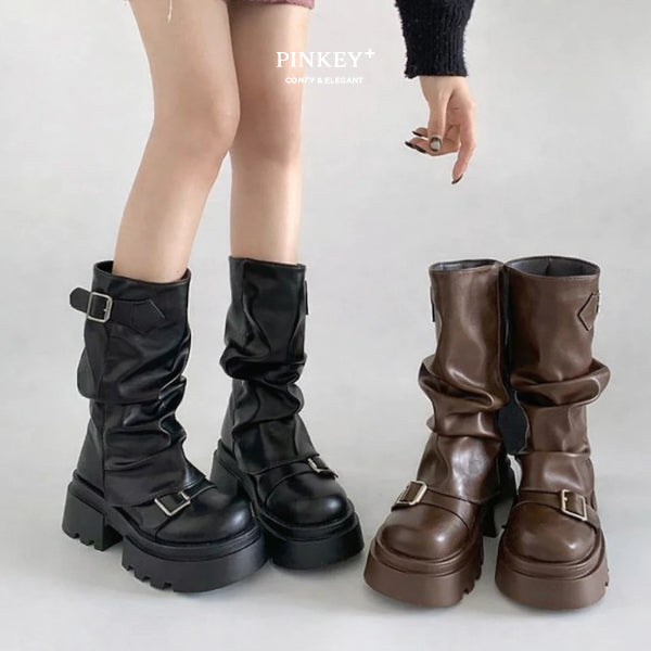 PINKEY P424 Mid Calf Boots Wanita — Heels 6cm