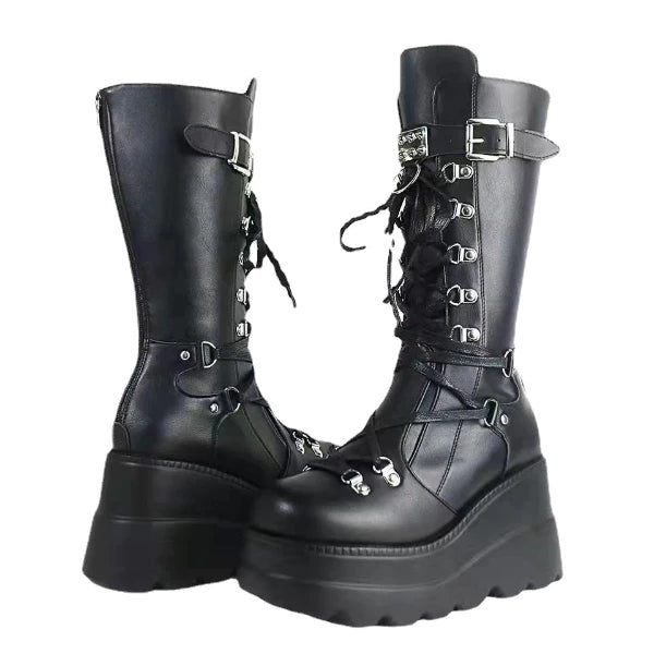 PINKEY P129 Sepatu Boots Wanita Tinggi — Hak 9cm