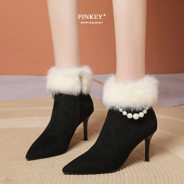 PINKEY P420 Ankle Boot Bulu Mutiara — Hak 8cm
