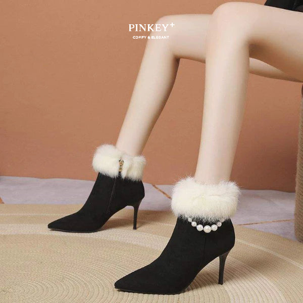 PINKEY P420 Ankle Boot Bulu Mutiara — Hak 8cm