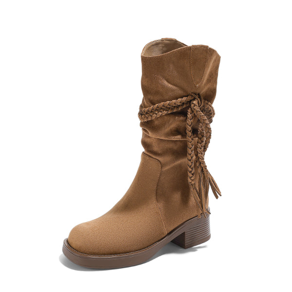 PINKEY P426 Boots Suede Mid Calf — Block Hak 5cm