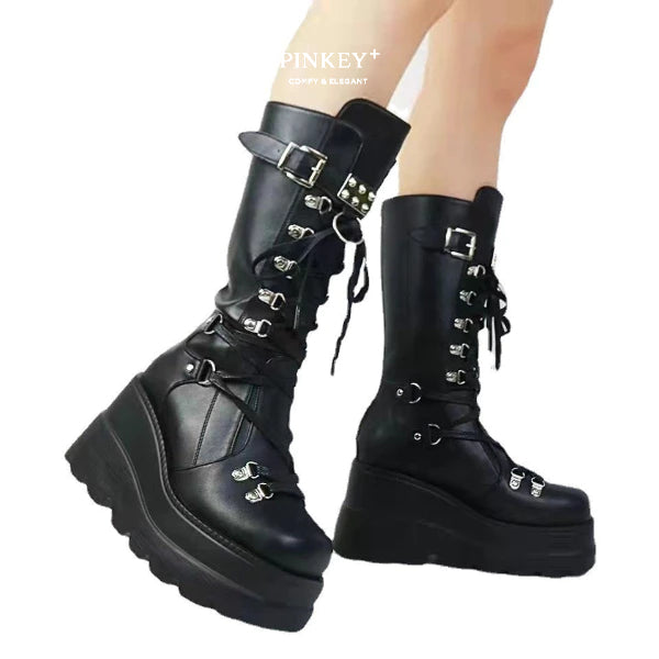 PINKEY P129 Sepatu Boots Wanita Tinggi — Hak 9cm