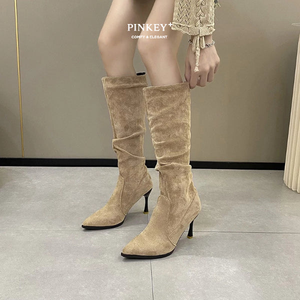PINKEY P129 Long Boot Suede — Hak 6cm