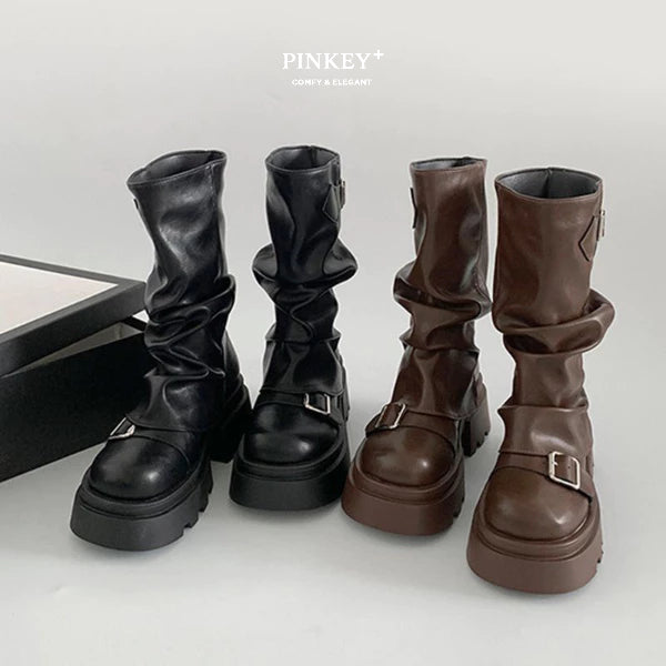 PINKEY P424 Mid Calf Boots Wanita — Heels 6cm