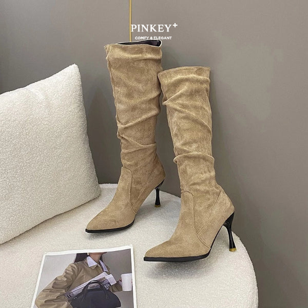 PINKEY P129 Long Boot Suede — Hak 6cm