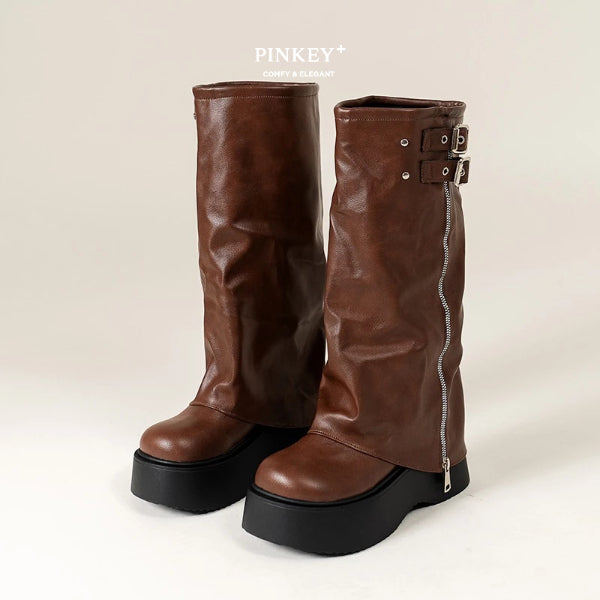 PINKEY P360 Sepatu Winter Overknee Leather — Hak 6cm