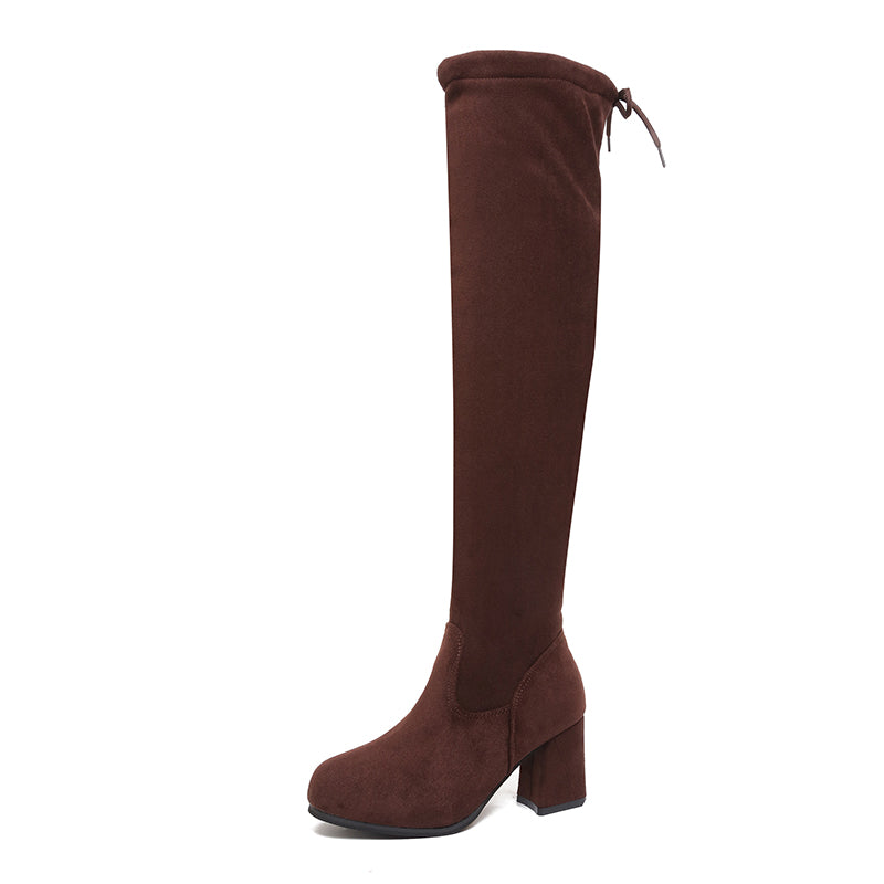 PINKEY P032 Sepatu Boots Selutut — Block Heels 7cm