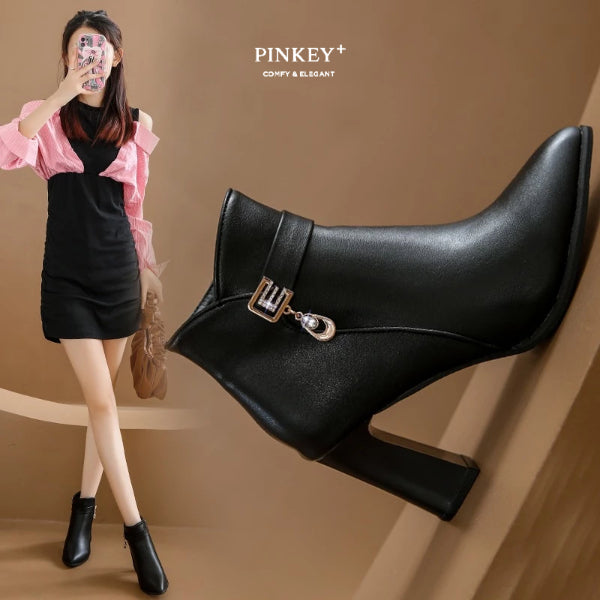 PINKEY P378 Ankle Boot — Block Heel 8cm