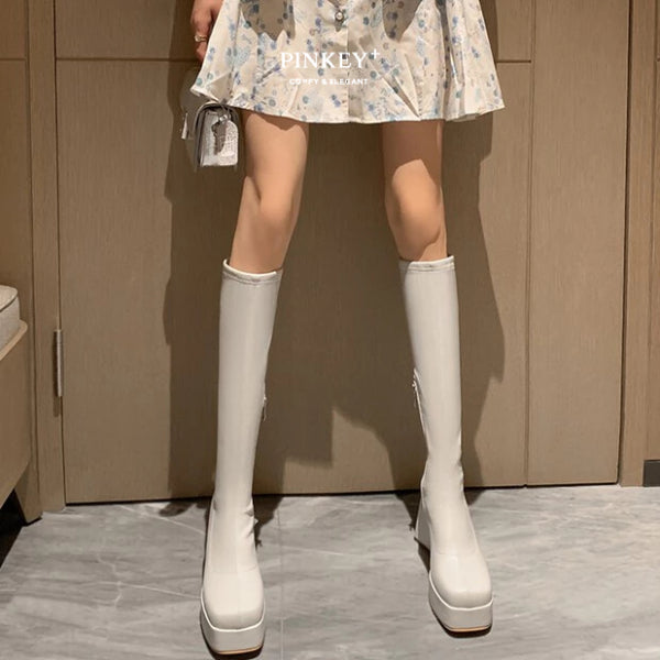 PINKEY P295 Long Boots Selutut — Block Heels 10cm