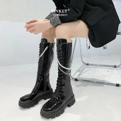 PINKEY P129 Sepatu Boots Glossy — Hak 5cm