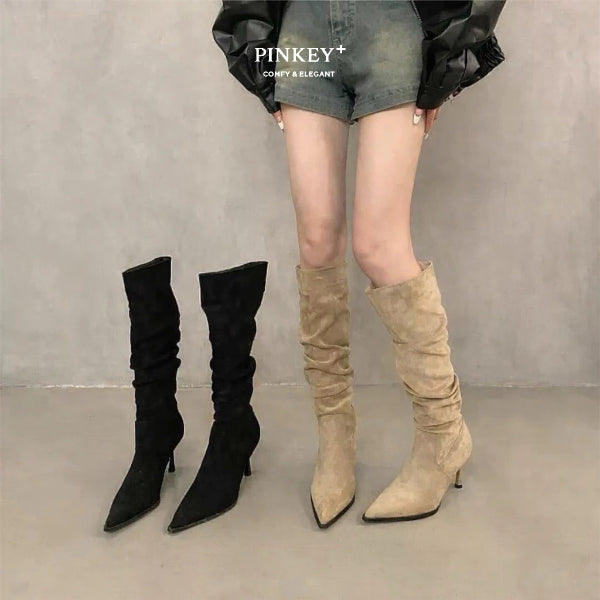 PINKEY P129 Long Boot Suede — Hak 6cm