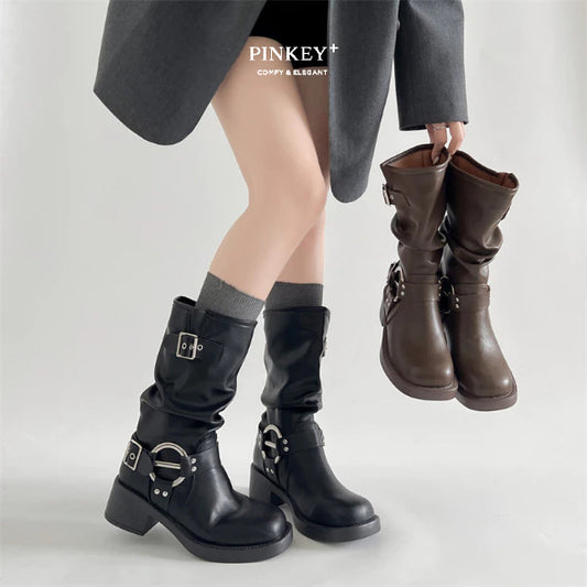 PINKEY P427 Mid Calf Boots — Heels 5cm