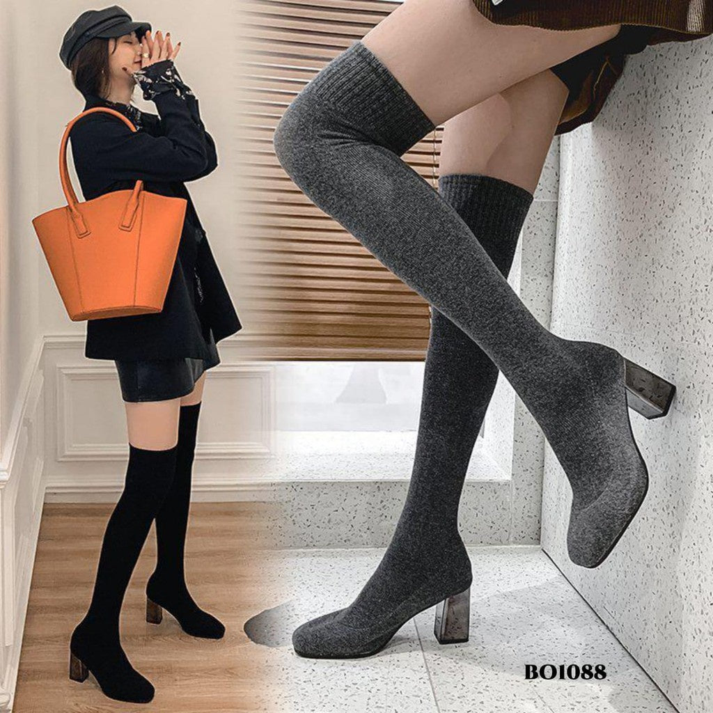 PINKEY P051 Long Boots Wanita Flat – Korea Style