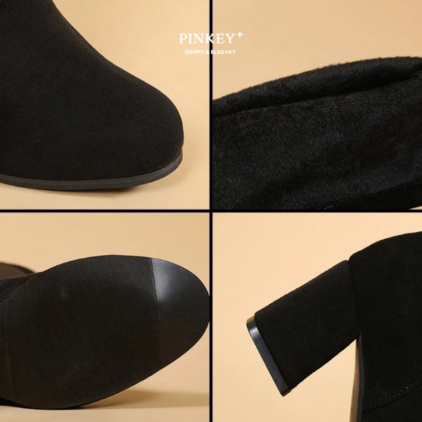 PINKEY P032 Sepatu Boots Selutut — Block Heels 7cm