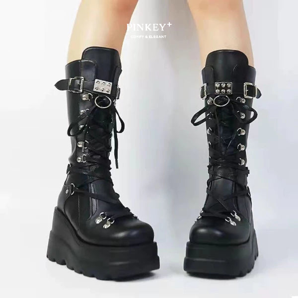PINKEY P129 Sepatu Boots Wanita Tinggi — Hak 9cm