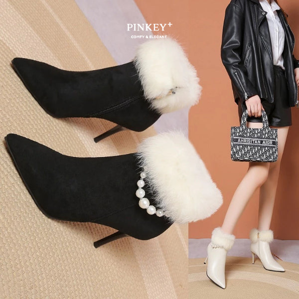 PINKEY P420 Ankle Boot Bulu Mutiara — Hak 8cm