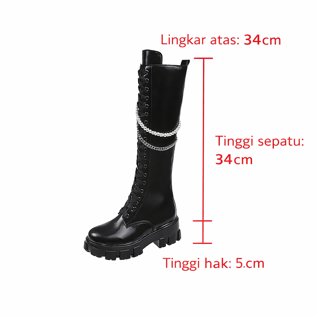PINKEY P129 Sepatu Boots Glossy — Hak 5cm
