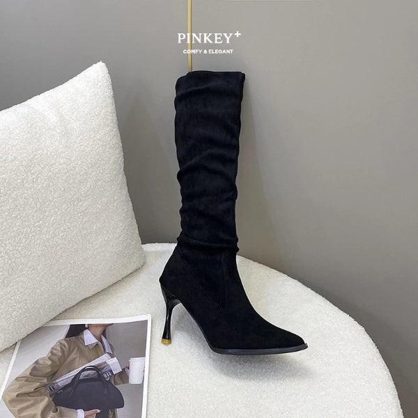 PINKEY P129 Long Boot Suede — Hak 6cm