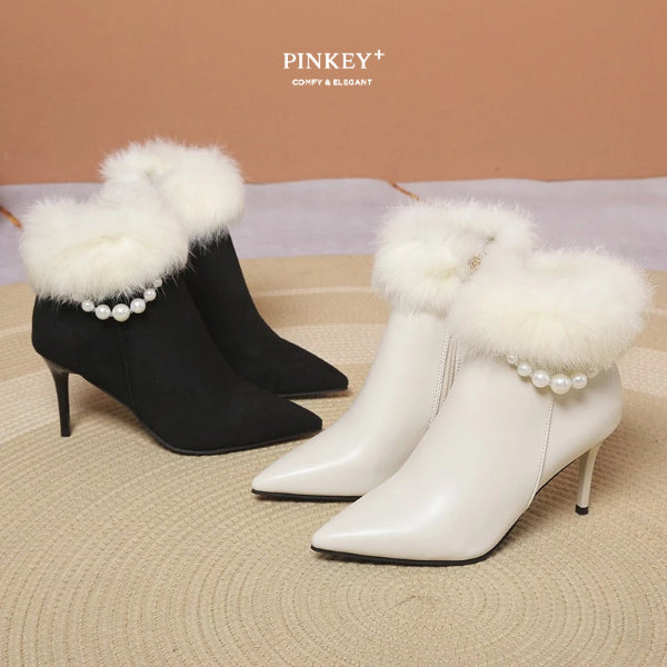 PINKEY P420 Ankle Boot Bulu Mutiara — Hak 8cm