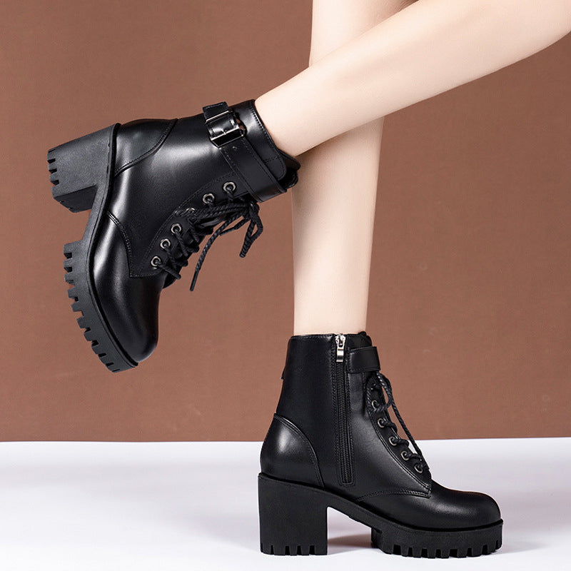 PINKEY P293 Boots Wanita Heels – Hitam Premium