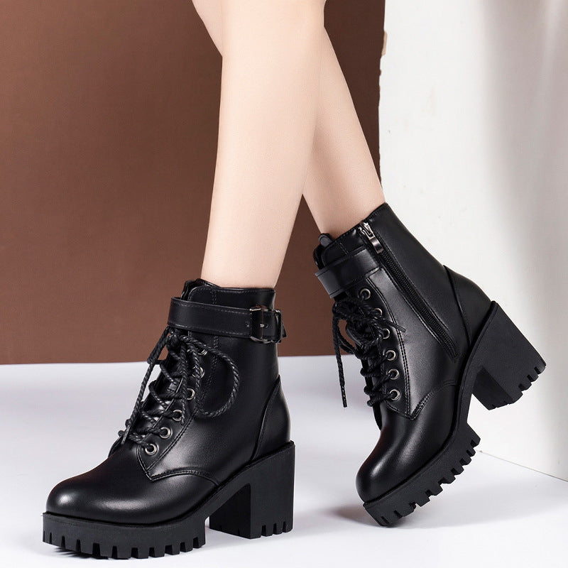 PINKEY P293 Boots Wanita Heels – Hitam Premium