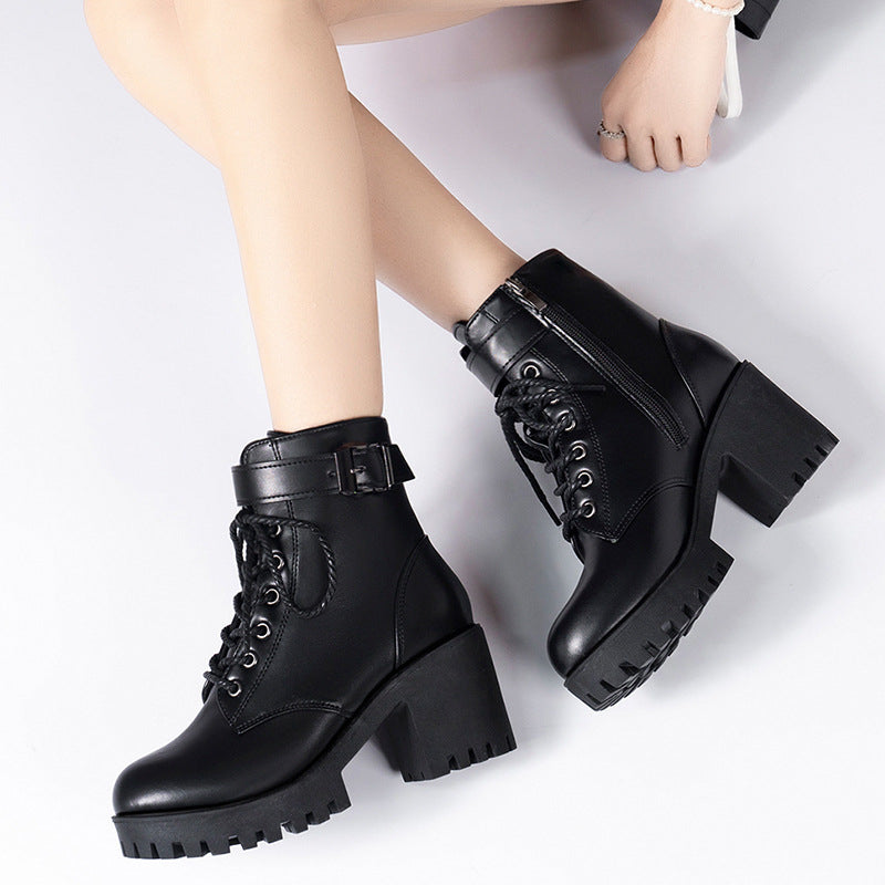 PINKEY P293 Boots Wanita Heels – Hitam Premium