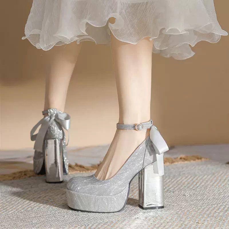 PINKEY P371 Mary Jane Heels Wanita – Ankle Strap Putih Elegant
