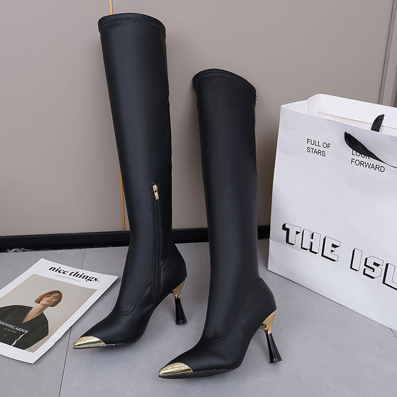 PINKEY P384 Knee High Boots Wanita Kulit – Long Boots Selutut Elegant