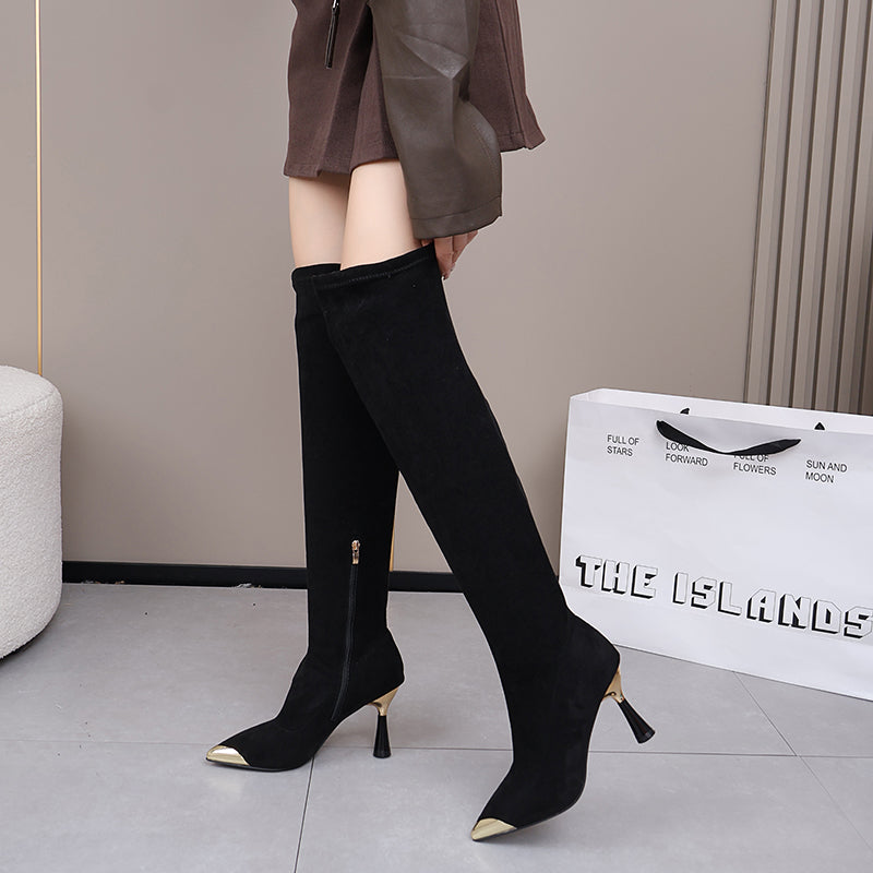 PINKEY P384 Knee High Boots Wanita Kulit – Long Boots Selutut Elegant