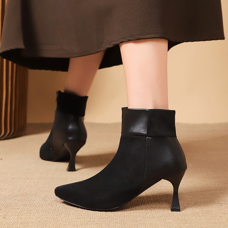 PINKEY P368 Boots Wanita Heels – Hitam Coklat Elegant