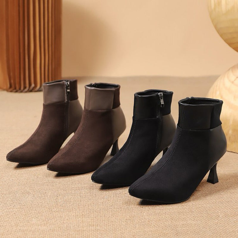 PINKEY P368 Boots Wanita Heels – Hitam Coklat Elegant