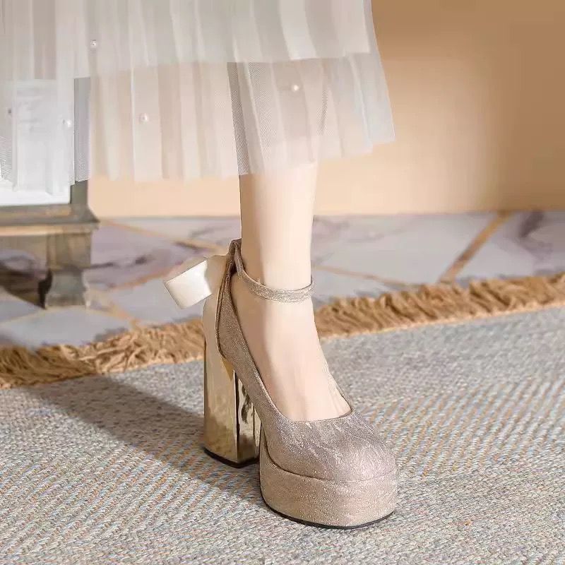 PINKEY P371 Mary Jane Heels Wanita – Ankle Strap Putih Elegant