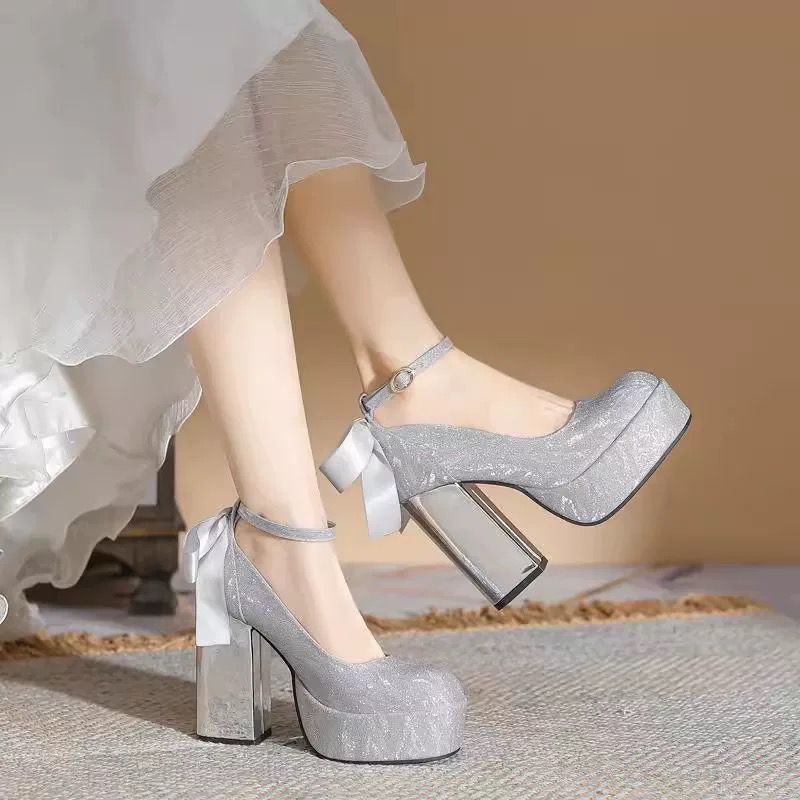 PINKEY P371 Mary Jane Heels Wanita – Ankle Strap Putih Elegant