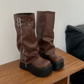 PINKEY P360 Sepatu Winter Overknee Leather — Hak 6cm