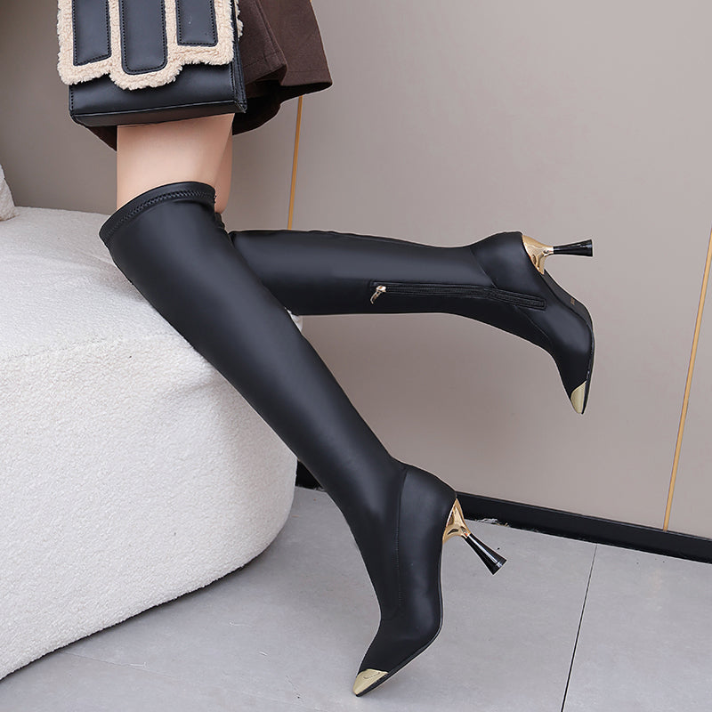 PINKEY P384 Knee High Boots Wanita Kulit – Long Boots Selutut Elegant