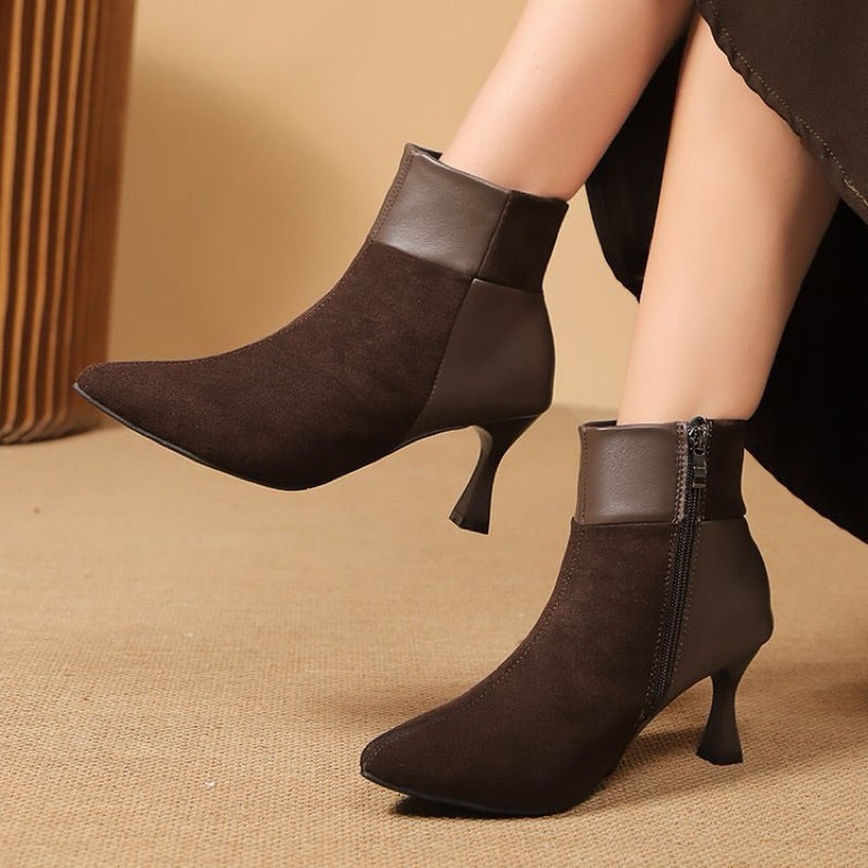 PINKEY P368 Boots Wanita Heels – Hitam Coklat Elegant