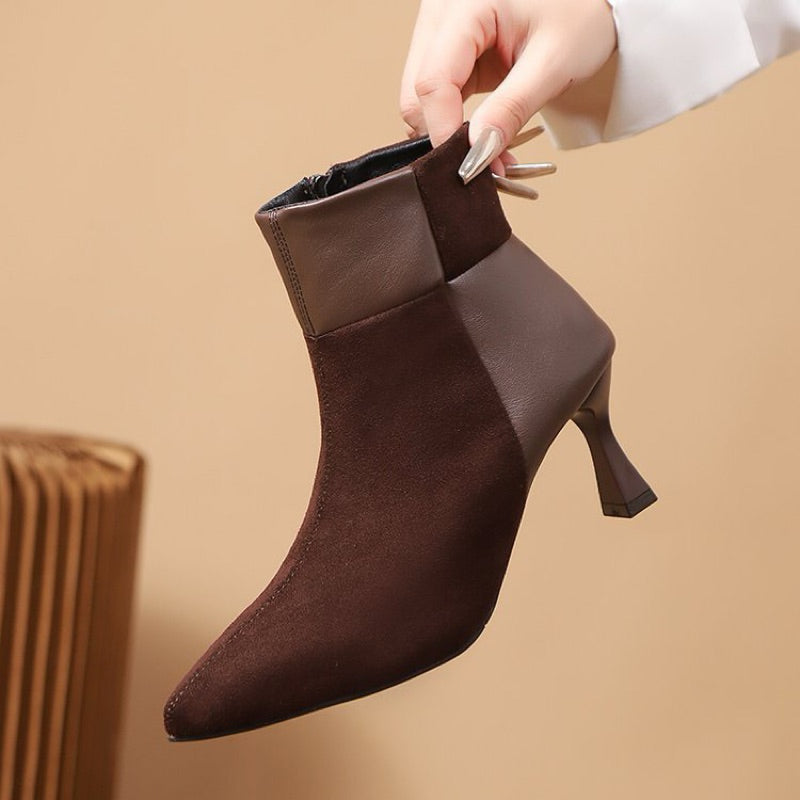 PINKEY P368 Boots Wanita Heels – Hitam Coklat Elegant