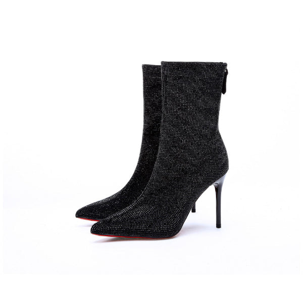 PINKEY P421 Ankle Boots Glitter Wanita – Pointed Toe Party Heels