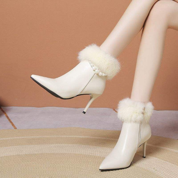 PINKEY P420 Ankle Boot Bulu Mutiara — Hak 8cm