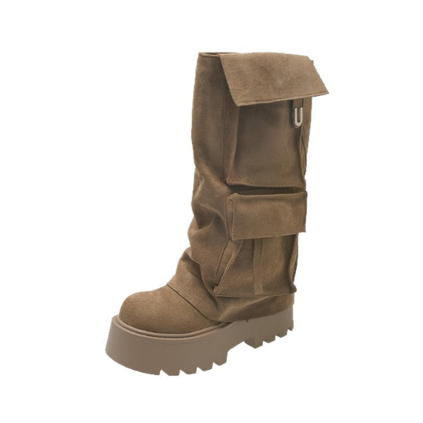 PINKEY P428 Cargo Platform Long Boots – Korean Style Trend