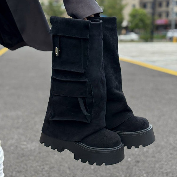 PINKEY P428 Cargo Platform Long Boots – Korean Style Trend