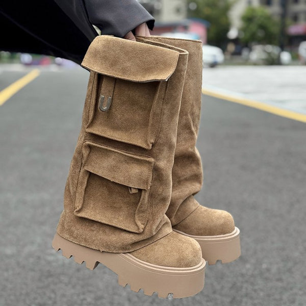PINKEY P428 Cargo Platform Long Boots – Korean Style Trend