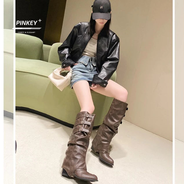 PINKEY P388 Overknee Boots Wanita – Leather Winter Style