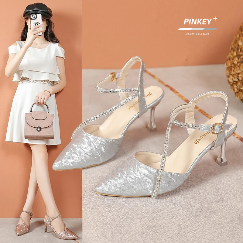 PINKEY P393 Heels Wanita Glitter – Tali Silang Party Wedding