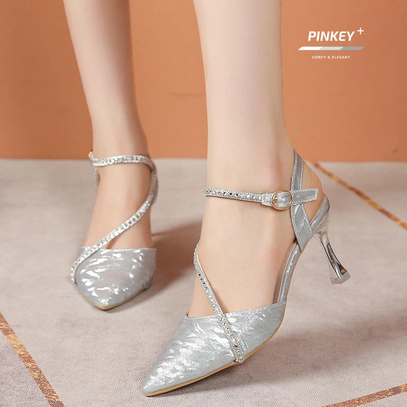 PINKEY P393 Heels Wanita Glitter – Tali Silang Party Wedding