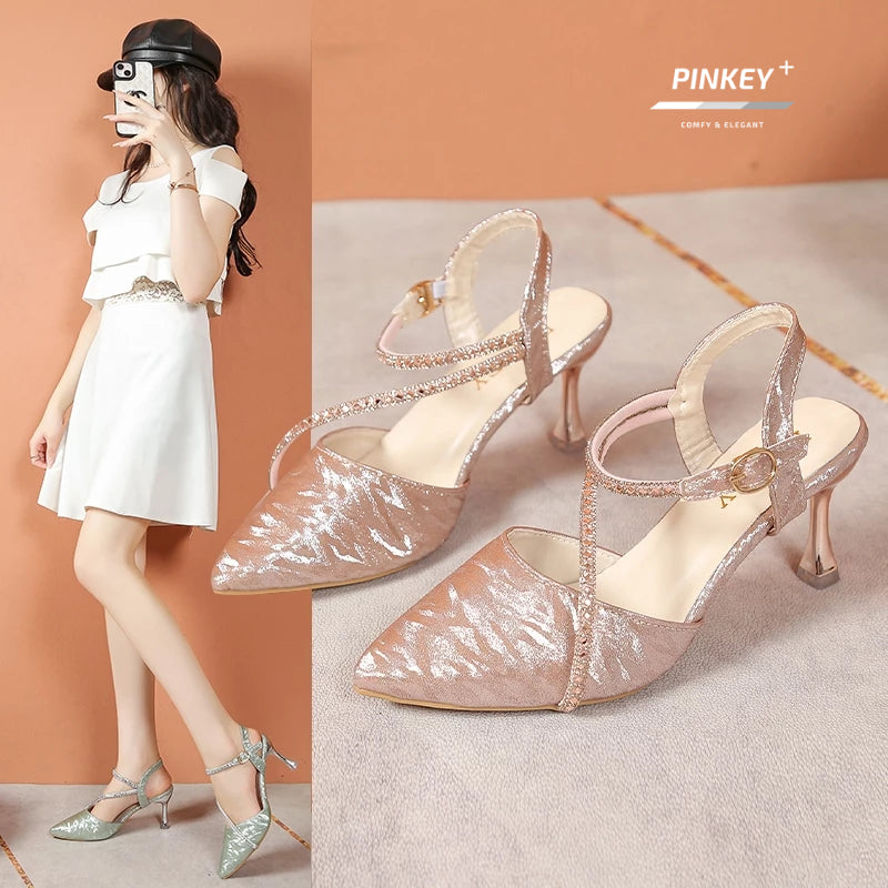 PINKEY P393 Heels Wanita Glitter – Tali Silang Party Wedding