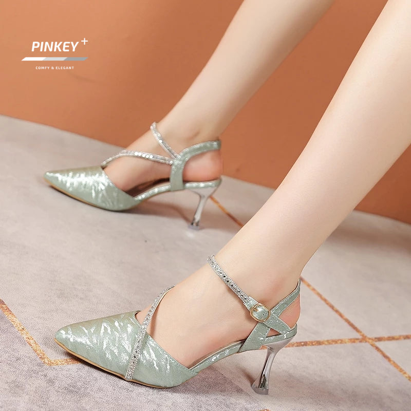 PINKEY P393 Heels Wanita Glitter – Tali Silang Party Wedding